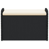 NNEVL Storage Bench with Cushion Black 80x51x52 cm Poly Rattan