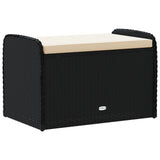 NNEVL Storage Bench with Cushion Black 80x51x52 cm Poly Rattan