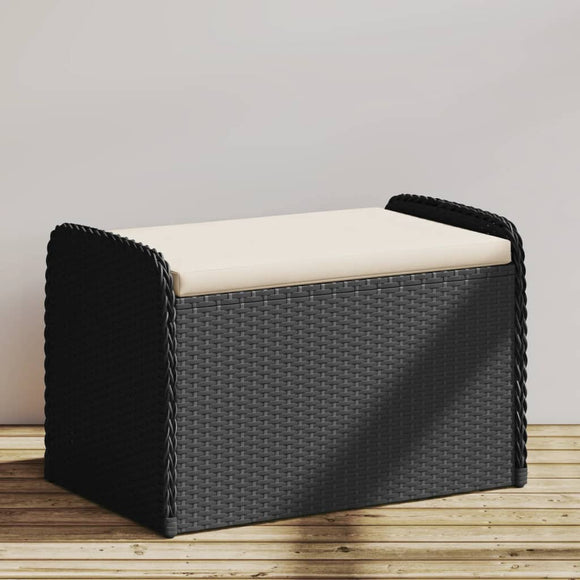 NNEVL Storage Bench with Cushion Black 80x51x52 cm Poly Rattan