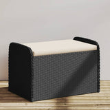 NNEVL Storage Bench with Cushion Black 80x51x52 cm Poly Rattan