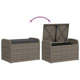 NNEVL Storage Bench with Cushion Grey 80x51x52 cm Poly Rattan
