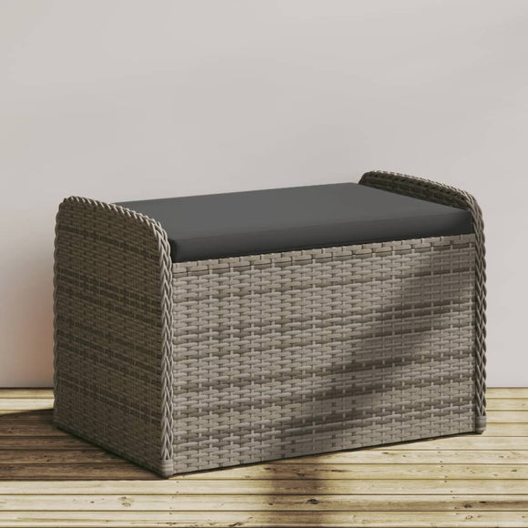 NNEVL Storage Bench with Cushion Grey 80x51x52 cm Poly Rattan