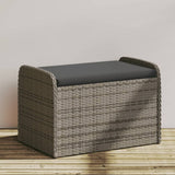 NNEVL Storage Bench with Cushion Grey 80x51x52 cm Poly Rattan