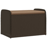 NNEVL Storage Bench with Cushion Brown 80x51x52 cm Poly Rattan