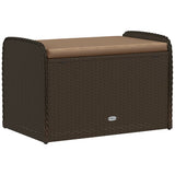 NNEVL Storage Bench with Cushion Brown 80x51x52 cm Poly Rattan