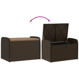 NNEVL Storage Bench with Cushion Brown 80x51x52 cm Poly Rattan