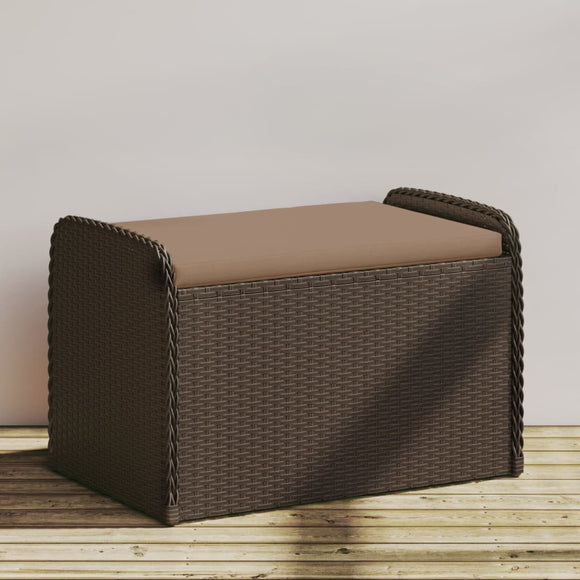 NNEVL Storage Bench with Cushion Brown 80x51x52 cm Poly Rattan