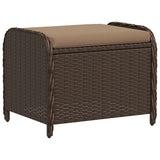 NNEVL Garden Stool with Cushion Brown 58x46x46 cm Poly Rattan