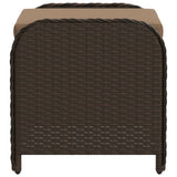 NNEVL Garden Stool with Cushion Brown 58x46x46 cm Poly Rattan