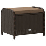 NNEVL Garden Stool with Cushion Brown 58x46x46 cm Poly Rattan