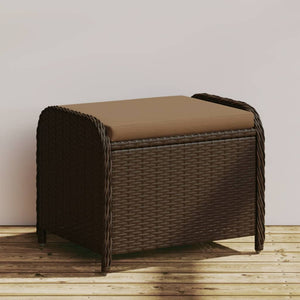 NNEVL Garden Stool with Cushion Brown 58x46x46 cm Poly Rattan