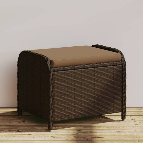NNEVL Garden Stool with Cushion Brown 58x46x46 cm Poly Rattan