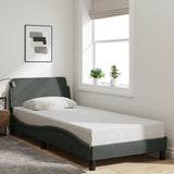 NNEVL Bed Frame with Headboard Dark Grey 90x190 cm Fabric