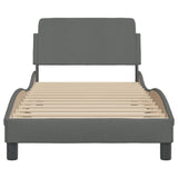 NNEVL Bed Frame with Headboard Dark Grey 90x190 cm Fabric