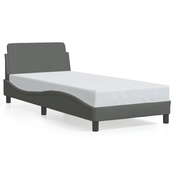 NNEVL Bed Frame with Headboard Dark Grey 90x190 cm Fabric