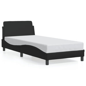 NNEVL Bed Frame with Headboard Black 90x190 cm Faux Leather