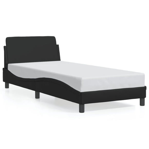 NNEVL Bed Frame with Headboard Black 90x190 cm Faux Leather