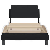 NNEVL Bed Frame with Headboard Black and White 90x190 cm Faux Leather