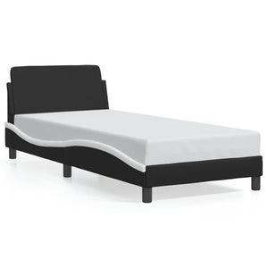 NNEVL Bed Frame with Headboard Black and White 90x190 cm Faux Leather