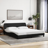 NNEVL Bed Frame with Headboard Black 152x203 cm Fabric