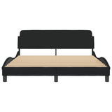 NNEVL Bed Frame with Headboard Black 152x203 cm Fabric