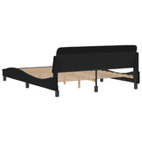 NNEVL Bed Frame with Headboard Black 152x203 cm Fabric