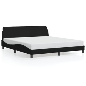 NNEVL Bed Frame with Headboard Black 152x203 cm Fabric