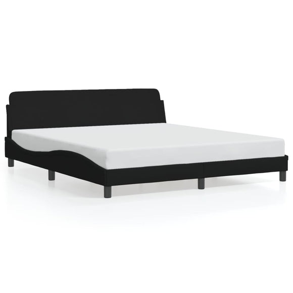 NNEVL Bed Frame with Headboard Black 152x203 cm Fabric