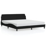 NNEVL Bed Frame with Headboard Black 152x203 cm Fabric