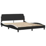 NNEVL Bed Frame "Dover" Black and White 152x203 cm Queen Faux Leather