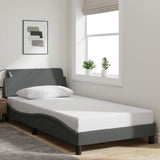 NNEVL Bed Frame with Headboard Dark Grey 107x203 cm Fabric
