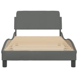 NNEVL Bed Frame with Headboard Dark Grey 107x203 cm Fabric