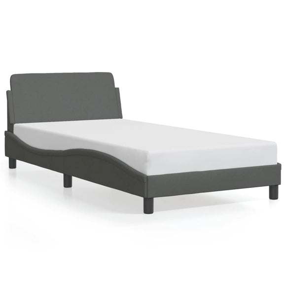 NNEVL Bed Frame with Headboard Dark Grey 107x203 cm Fabric