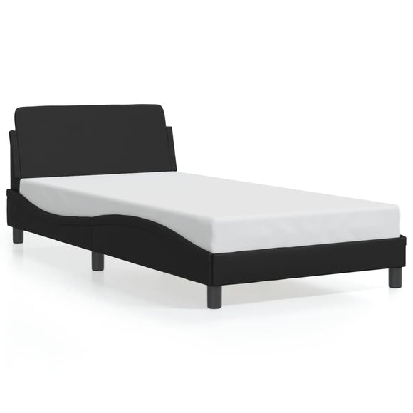 NNEVL Bed Frame with Headboard Black 107x203 cm Faux Leather