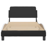 NNEVL Bed Frame with Headboard Black and White 107x203 cm Faux Leather