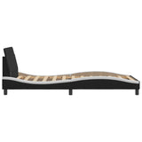 NNEVL Bed Frame with Headboard Black and White 107x203 cm Faux Leather