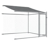 NNEVL Dog Cage with Roof and Doors Grey 4x2x2 m Galvanised Steel
