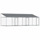 NNEVL Dog Cage with Roof and Doors Grey 6x2x2 m Galvanised Steel