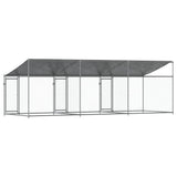 NNEVL Dog Cage with Roof and Doors Grey 6x2x2 m Galvanised Steel