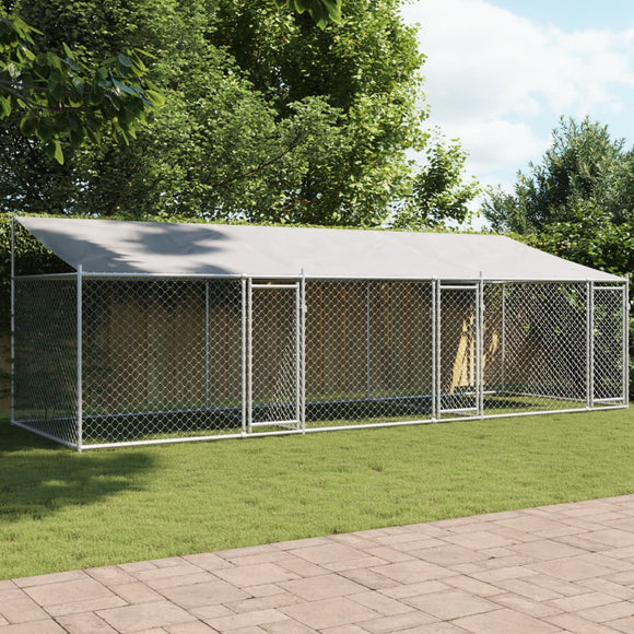 NNEVL Dog Cage with Roof and Doors Grey 6x2x2 m Galvanised Steel
