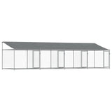 NNEVL Dog Cage with Roof and Doors Grey 8x2x2 m Galvanised Steel