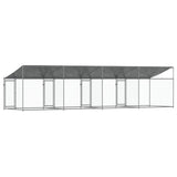 NNEVL Dog Cage with Roof and Doors Grey 8x2x2 m Galvanised Steel
