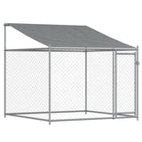 NNEVL Dog Cage with Roof and Doors Grey 8x2x2 m Galvanised Steel