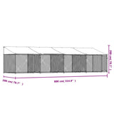 NNEVL Dog Cage with Roof and Doors Grey 8x2x2 m Galvanised Steel