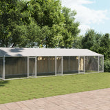 NNEVL Dog Cage with Roof and Doors Grey 10x2x2 m Galvanised Steel