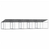 NNEVL Dog Cage with Roof and Doors Grey 10x2x2 m Galvanised Steel