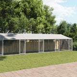 NNEVL Dog Cage with Roof and Doors Grey 12x2x2 m Galvanised Steel