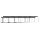 NNEVL Dog Cage with Roof and Doors Grey 12x2x2 m Galvanised Steel