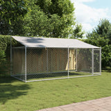 NNEVL Dog Cage with Roof and Door Grey 4x2x2 m Galvanised Steel