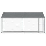 NNEVL Dog Cage with Roof and Door Grey 4x2x2 m Galvanised Steel